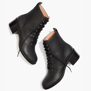 Madewell The Patti Lace-Up Boot - Black Leather